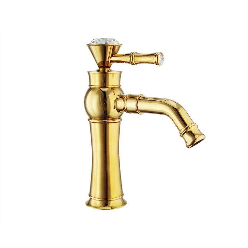 All Bronze Bathroom Basin Hot And Cold Water Faucet, Style: Gold Short Model
