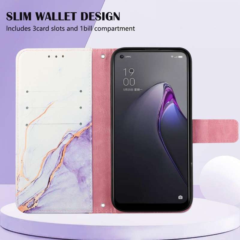 For OPPO Reno8 PT003 Marble Pattern Flip Leather Phone Case(LS006)
