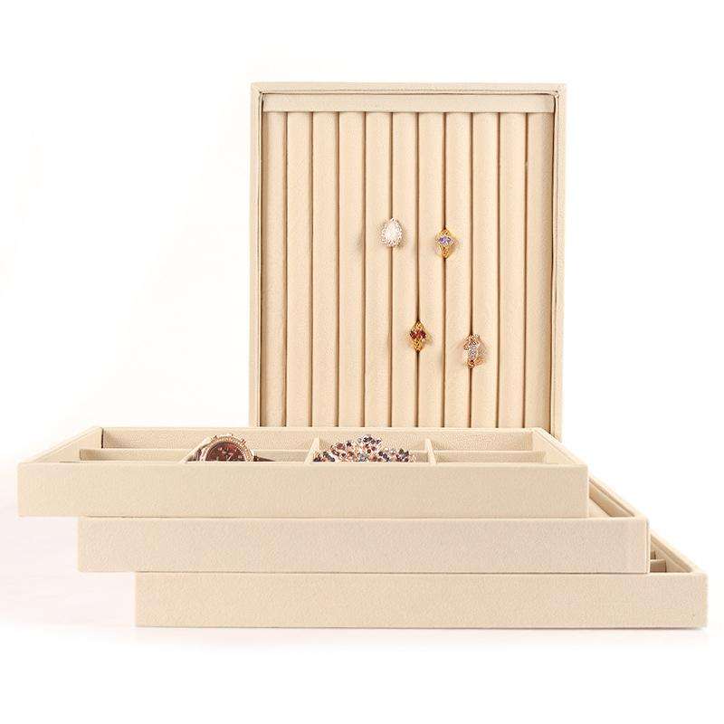 Suede Jewelry Storage Tray Necklace Pendant Bracelet Bangle Display Case, Size: Ring Tray(Grey)