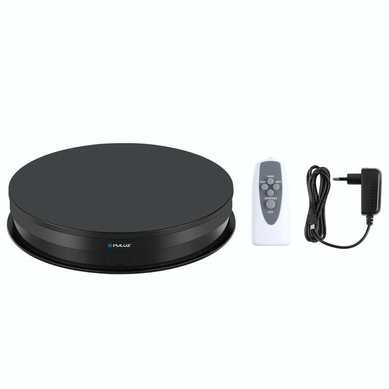 PULUZ 30cm Adjusting Speed Rotating Turntable Display Stand, Load 10-15kg, EU Plug (Black)