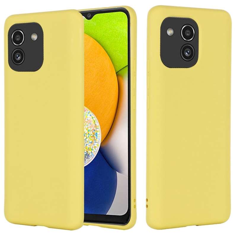 For Samsung Galaxy A03 164.2mm Global Version Pure Color Liquid Silicone Phone Case(Yellow)