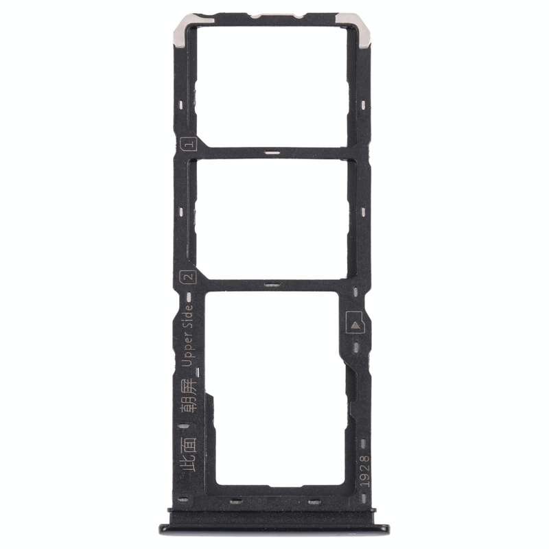 For vivo Y11s V2028 SIM Card Tray + SIM Card Tray + Micro SD Card Tray (Black)