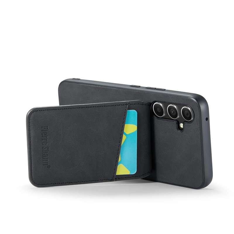 For Samsung Galaxy A54 5G Fierre Shann Crazy Horse Card Holder Back Cover PU Phone Case(Black)