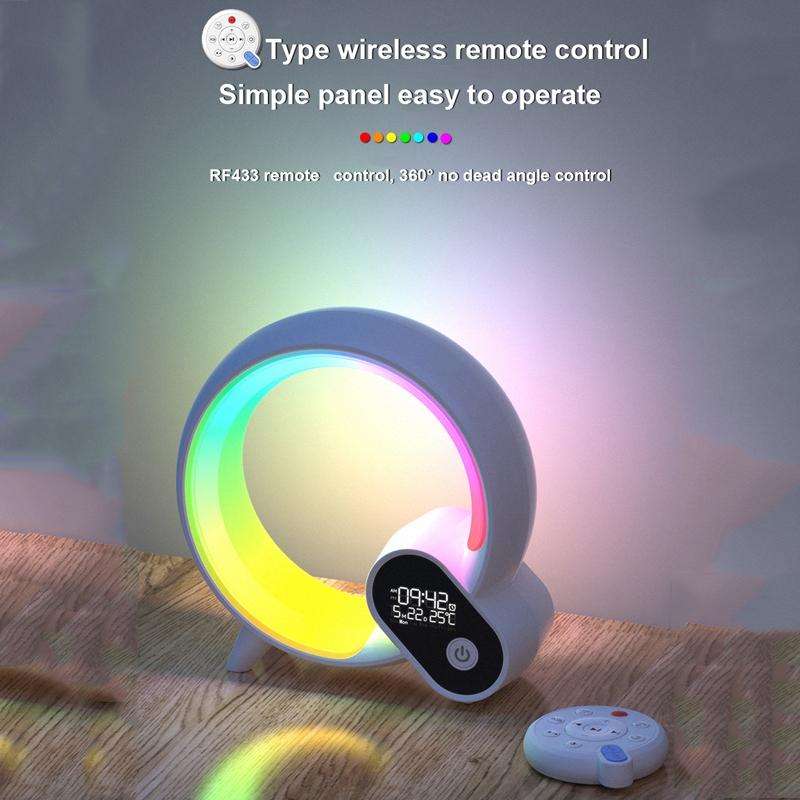 Multi-Functional RGBW Atmosphere Light Bluetooth Speaker Sunrise Wake-Up Lamp Digital Display Ala...