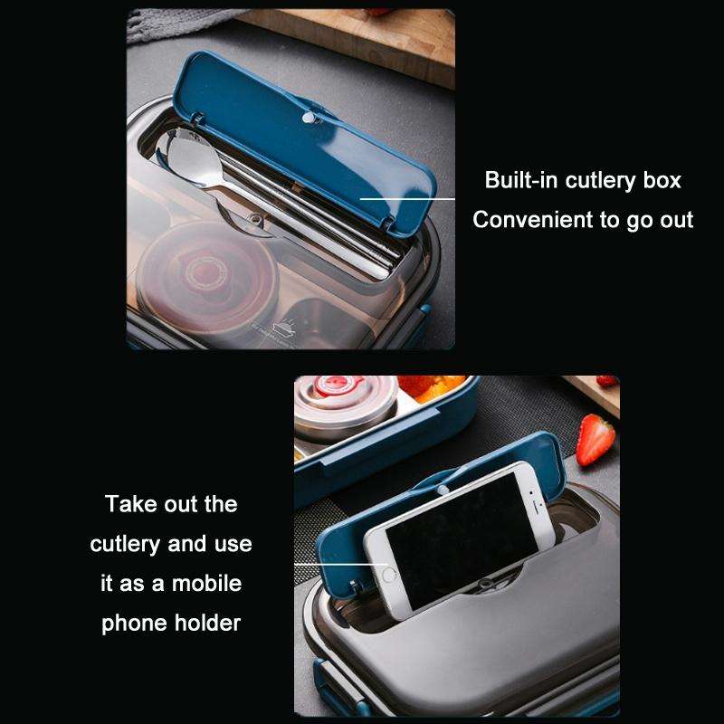 304 Stainless Steel Double-Layer Large-Capacity Portable Lunch Box, Color: Lemon Yellow(Medium 5 ...