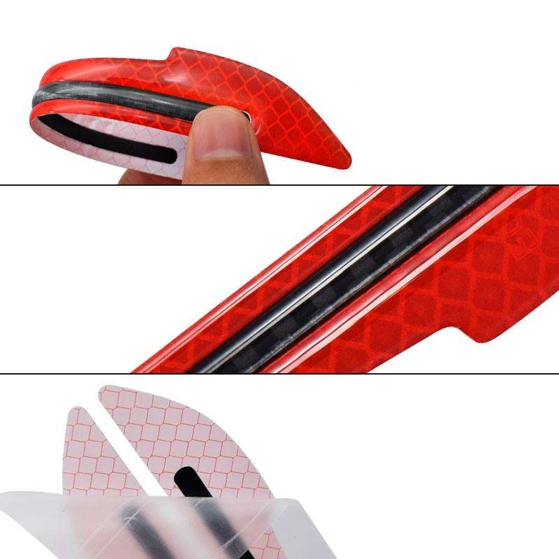 4 Sets Car Reflective Sticker Door Border Anti-Collision Strip Leaf Board Personality Rear View M...