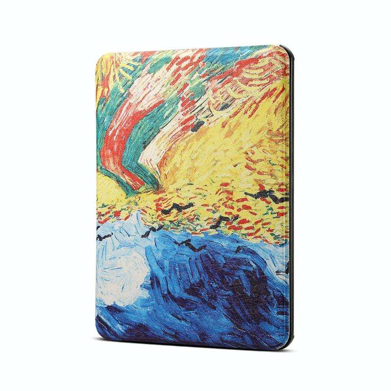Van Gogh Oil Painting Pattern Horizontal Flip PU Leather Protective Case for Amazon Kindle 2019, ...