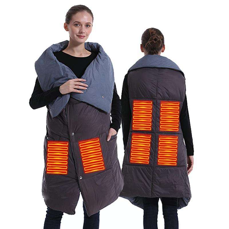 Multifunctional Heating Blanket USB Electric Blanket Outdoor Warm Electric Heating Shawl(Gray)