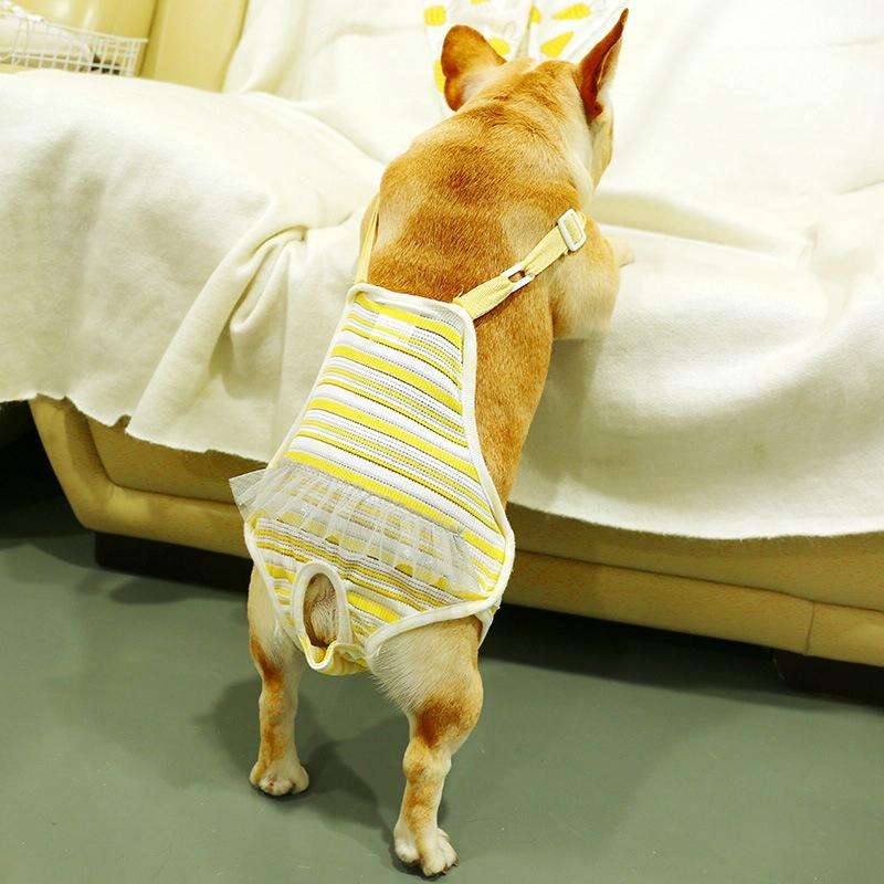 Dog Harassment Physiological Pants Pet Adjustable Bib, Size: S(Yellow White)
