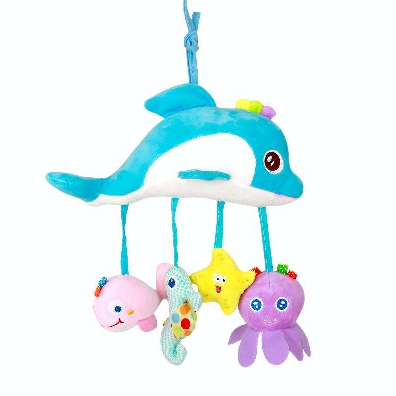 Baby Toys 0-1 Year Old Animal Bed Bells Soothing Plush Toys Baby Rattles Baby Carriage Hanging(B ...