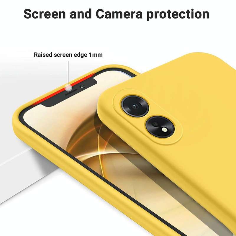For OPPO A38 / A18 4G Pure Color Liquid Silicone Shockproof Phone Case(Yellow)