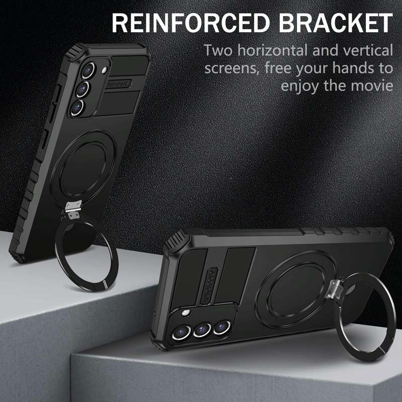 For Samsung Galaxy S21 FE 5G MagSafe Magnetic Holder Phone Case(Black)