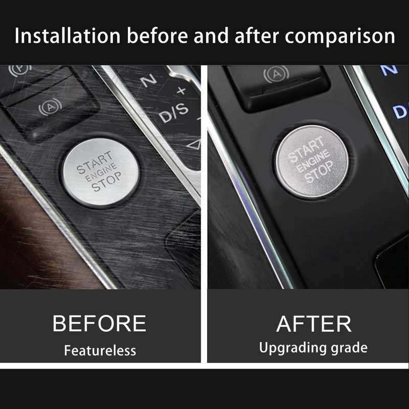 Car Engine Start Key Push Button Cover Trim Aluminum Alloy Sticker Decoration for Audi(Silver)