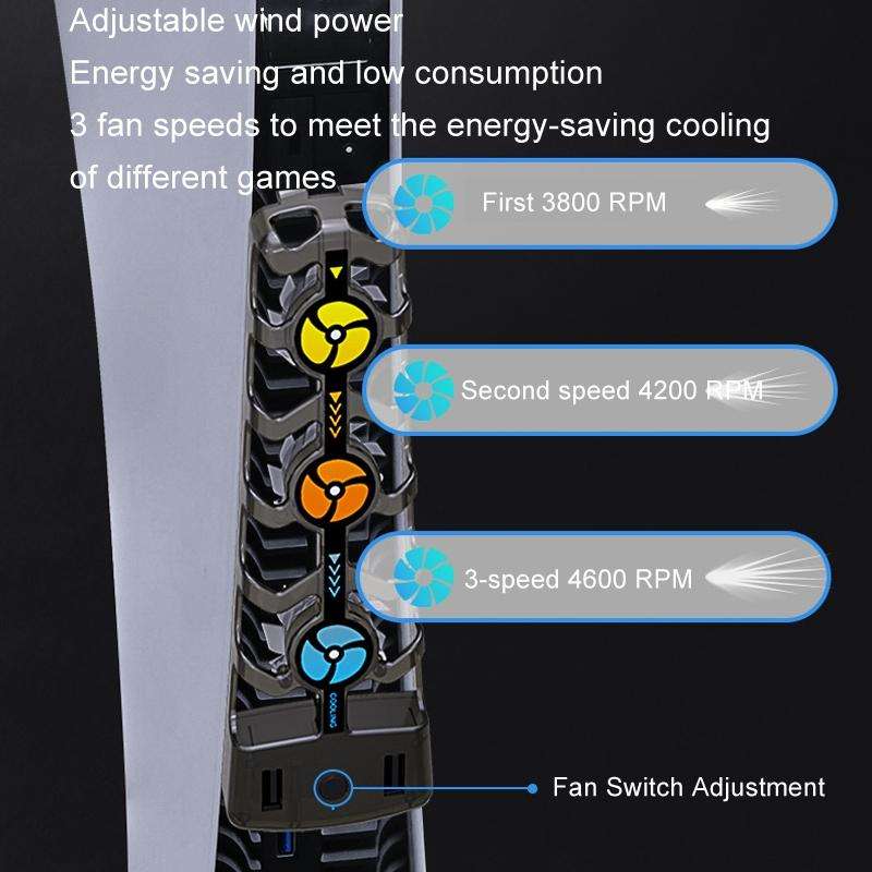 HHC-P5032 For PS5 Host Cooling Fan Hollow Cooling Heat Sink Multi-Color LED Light Three-Speed Coo...