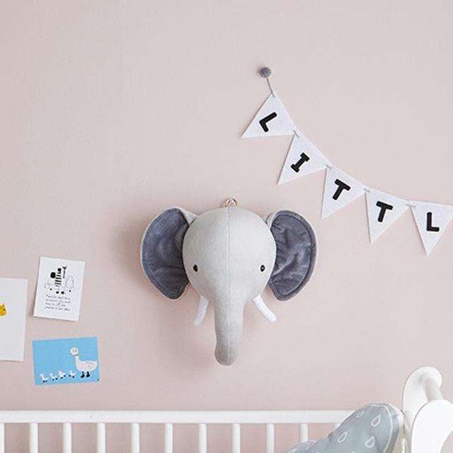 Children Room Wall Stuffed Plush Toy Baby Bedroom Decoration Animal Head Wall Decorate Toy Doll f...