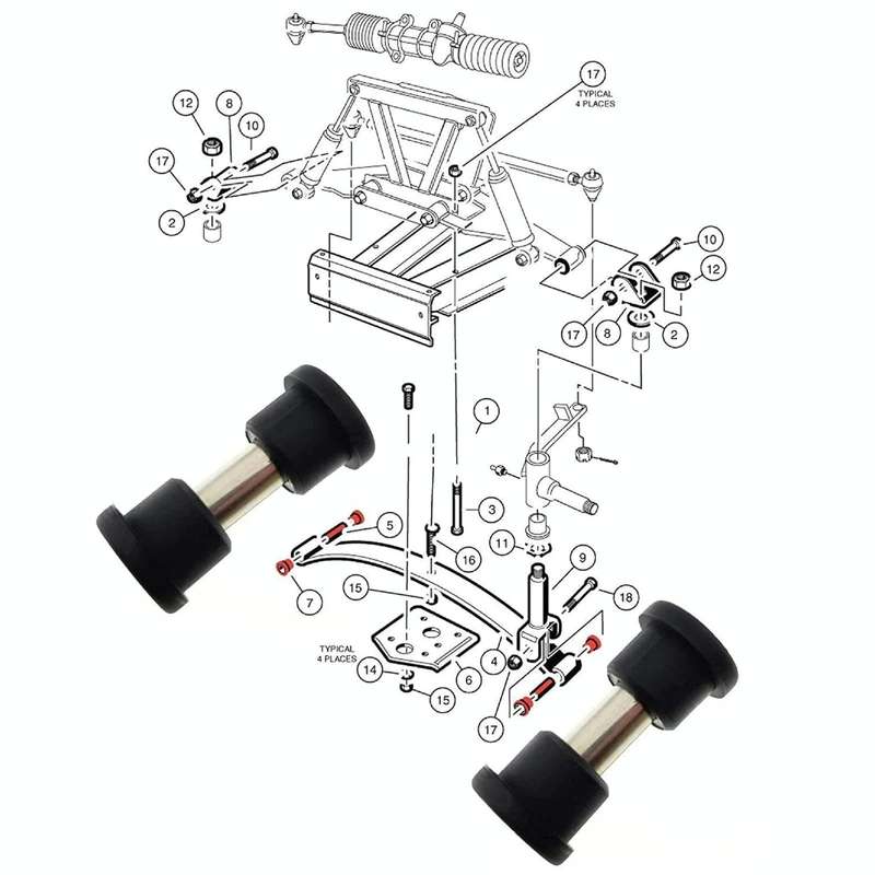 Golf Cart Front And Rear Steel Plate Rubber Sleeve Iron Sleeve Kit Leaf Spring Bushings, Specific...