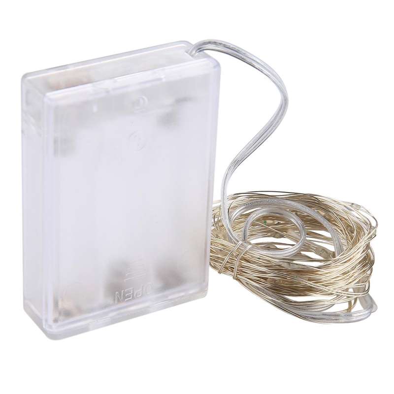 5m IP65 Waterproof Silver Blue Light Wire String Light, 50 LEDs SMD 0603 3x AA Batteries Box Fair...