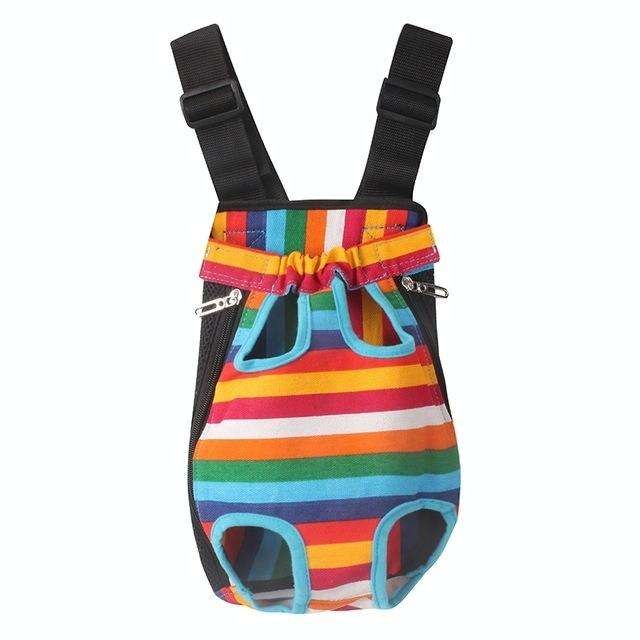 Traveling Portable Pet Chest Backpack Pet Carrier Bag, Size:M(Rainbow striped)