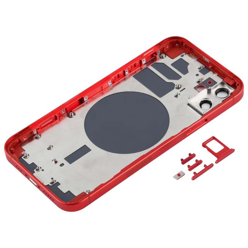 Back Housing Cover with SIM Card Tray & Side  Keys & Camera Lens for iPhone 12(Red)