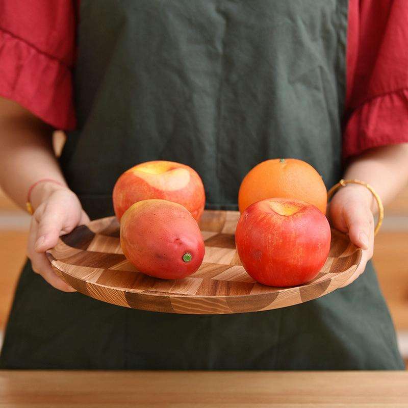 Wooden Tray Dinner Plate Household Fruit Cake Dessert Plate Wooden Dish Round 18cm