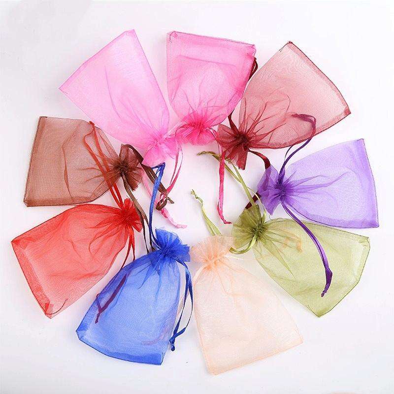 100 PCS Gift Bags Jewelry Organza Bag Wedding Birthday Party Drawable Pouches, Gift Bag Size:7X9c...