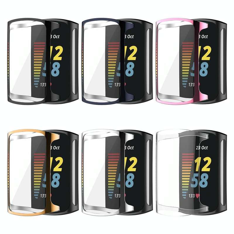 For Fitbit Charge 5 Full Coverage TPU Electroplating Protective Case Cover(Transparent White)