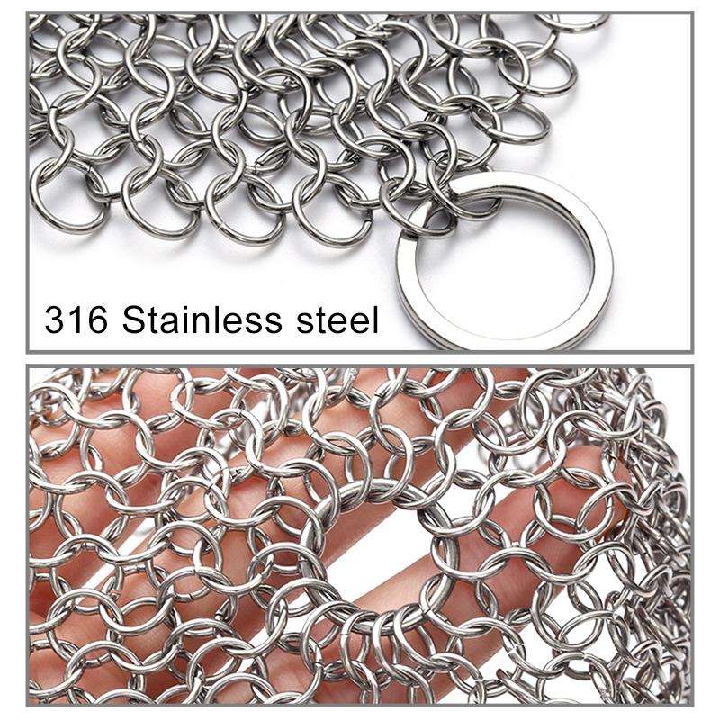 Stainless Steel Square Cast Iron Cleaner Pot Brush Scrubber Home Cookware Kitchen Cleaning Tool, ...