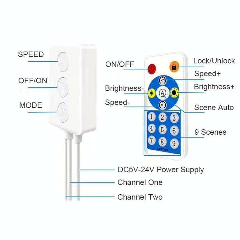 Mobile APP Control Dual Signal Output Bluetooth LED Controller Kit, DC 5V-24V