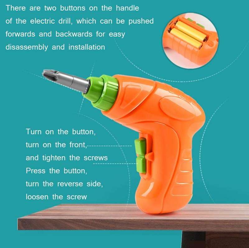 Children Screw-Tightening Electric Drill Toy Manual Assembly Toolbox, Style: 3D + Manual Drill (1...