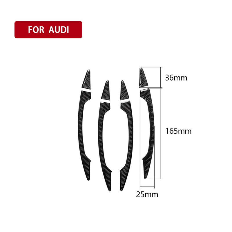 4 PCS Car Carbon Fiber Door Outside Handle Decorative Sticker for Audi A3 2014-2019, Left and Rig...