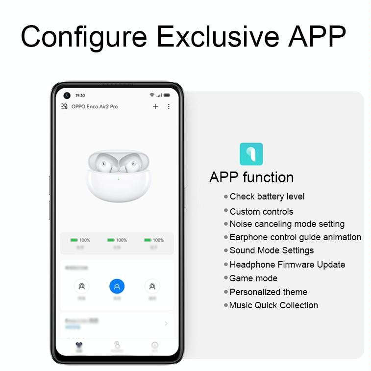 OPPO Enco Air2 Pro Wireless In-Ear Active Noise Reduction Music Gaming Bluetooth Earphones(Grey)