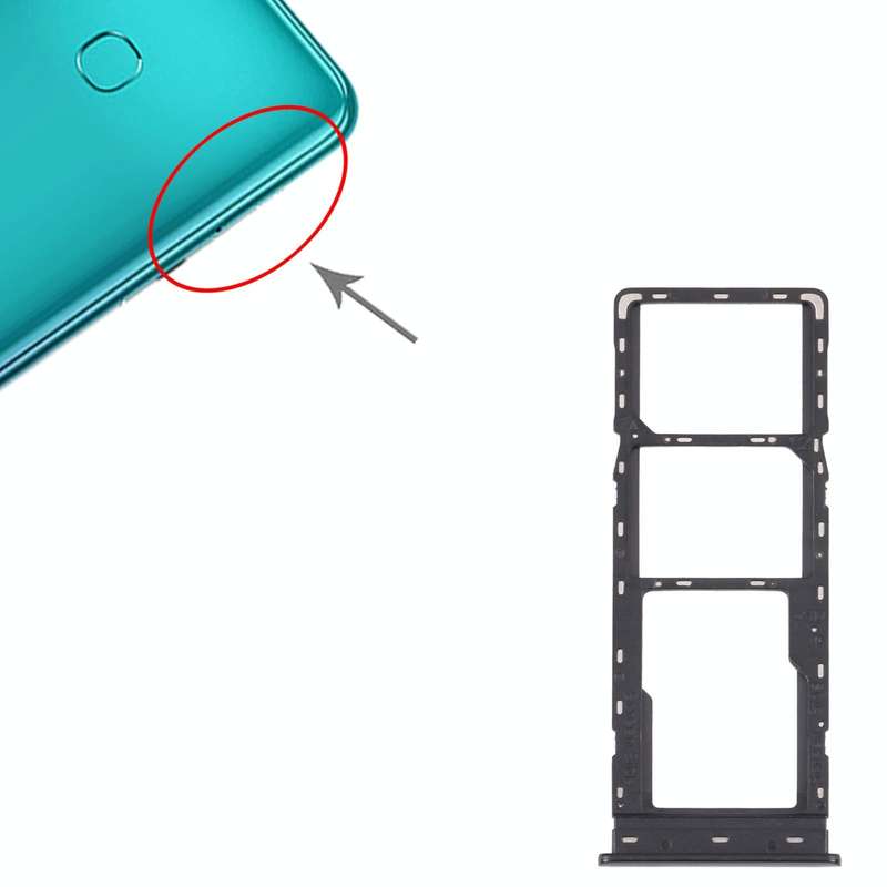 For Tecno Spark 5 Air/Spark 5 Pro/Spark 5 SIM Card Tray + SIM Card Tray + Micro SD Card Tray (Black)