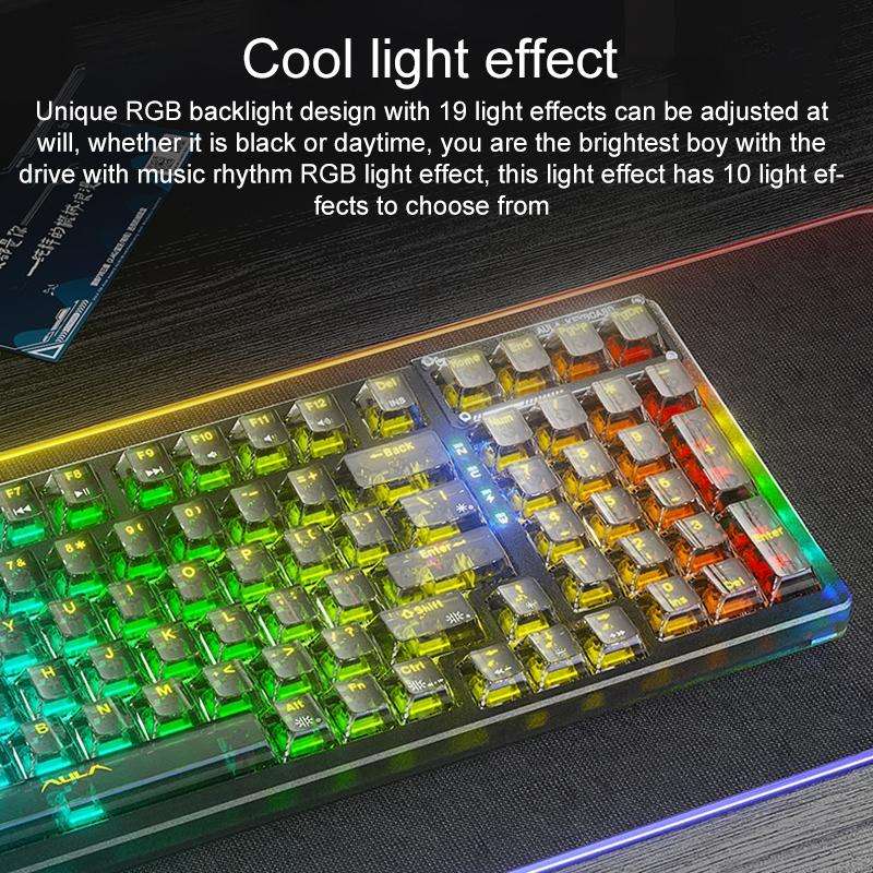 AULA F98 99-Key Wired 2.4G Bluetooth RGB Three Mode Mechanical Keyboard, Ice Crystal Switch(Black)