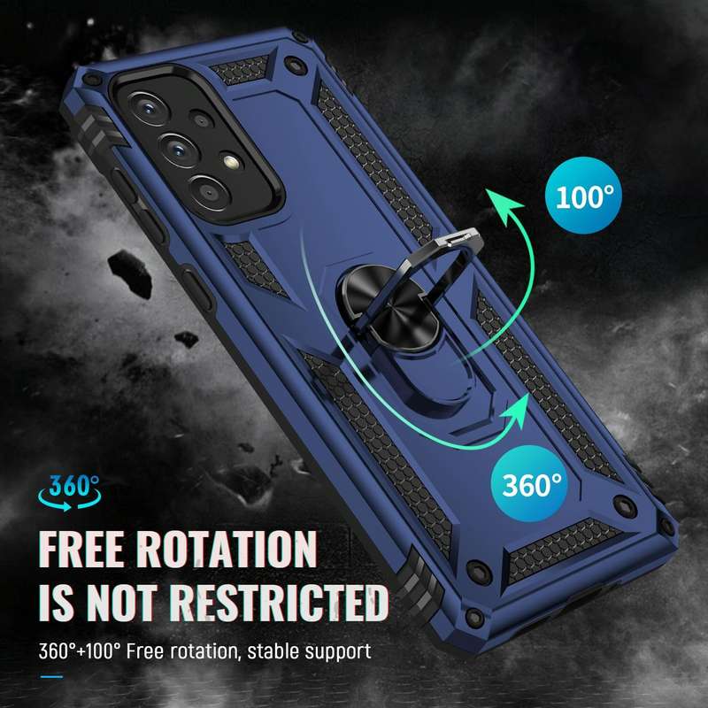 For Samsung Galaxy A73 5G Shockproof TPU + PC Phone Case with Holder(Blue)