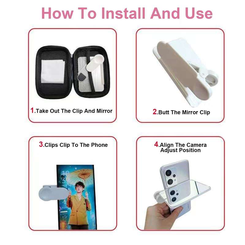 Smartphone Camera Mirror Reflection Clip Selfie Reflector Shooting Supplies, Spec: With Remote Co...