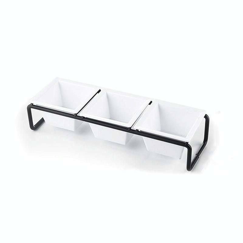 Stainless Steel Bar Plastic Fruit Plate Rack, without Fruit Dish, Grid Number:3 Grids(A Type)