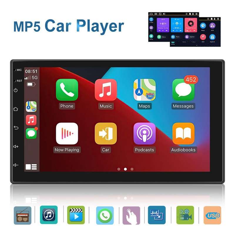 7709 7 Inch Touch Button Dual Ingot Universal MP5 Bluetooth Player, Style:, Sort by color: Standa...