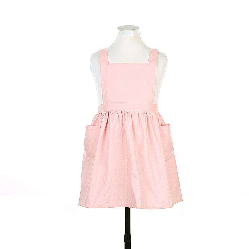 Cotton And Linen Parent-Child Painting Apron Baking Coffee Work Clothes,Size: Childrens (Pink)