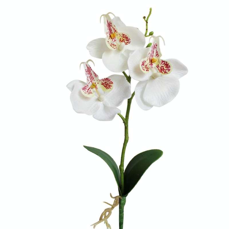 Decorative Landscaping Round Pot Three Flowers Phalaenopsis Bonsai Simulation Potted Plants(Purple)