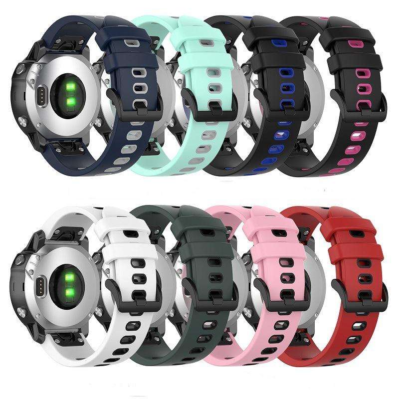 For Garmin EPIX Gen2 22mm Silicone Sports Two-Color Watch Band(Black+Blue)