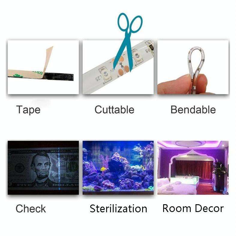 3528 SMD UV Purple Light Strip Epoxy LED Lamp Decorative Light Strip, Style:Bare Board 10m(EU Plug)