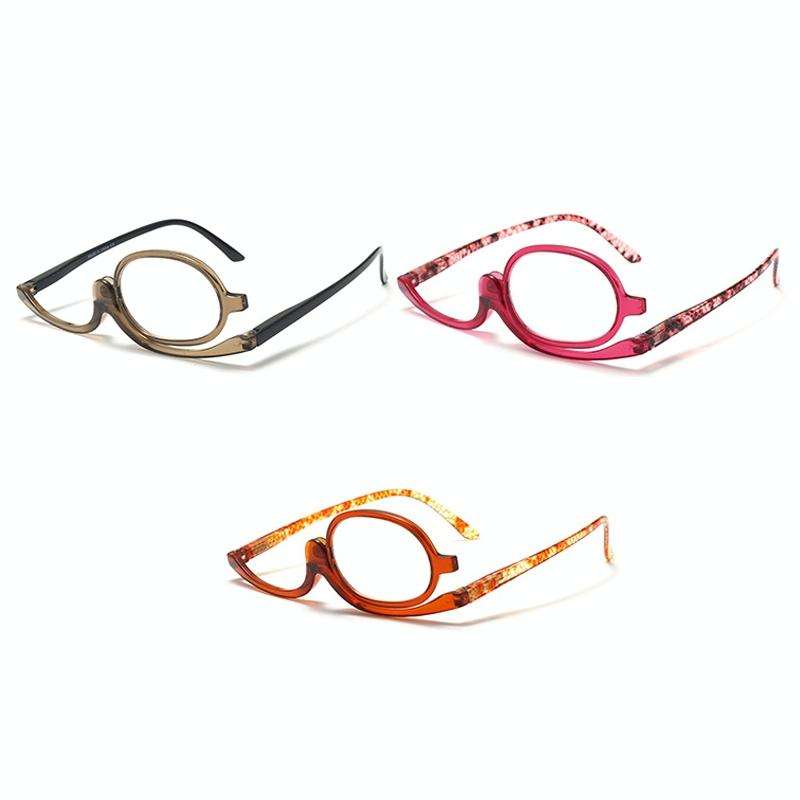 Makeup Presbyopic Glasses Monolithic Reading Glass Magnifying Glass, Degree: +300(Black)