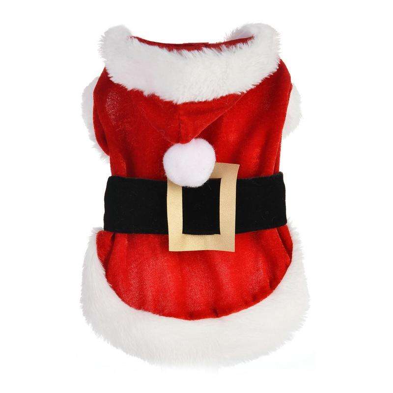 Christmas Dog Clothes for Small Dogs Santa Dog Costume Winter Pet Coats, Size:L(Red)