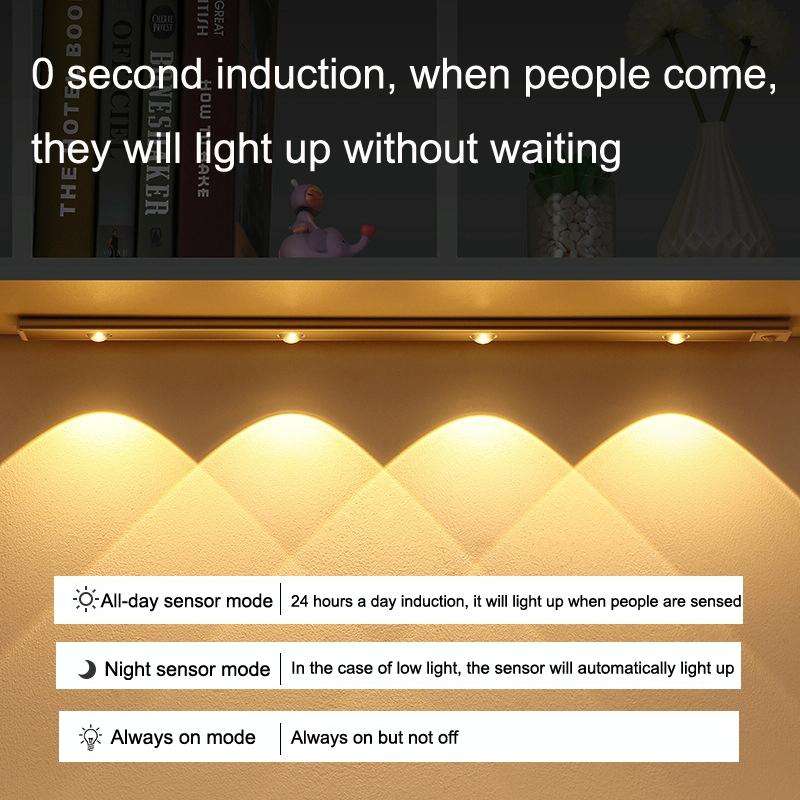 Ultra-thin Smart LED Human Body Sensor Light Bar, Length: 40cm(Piano Black)