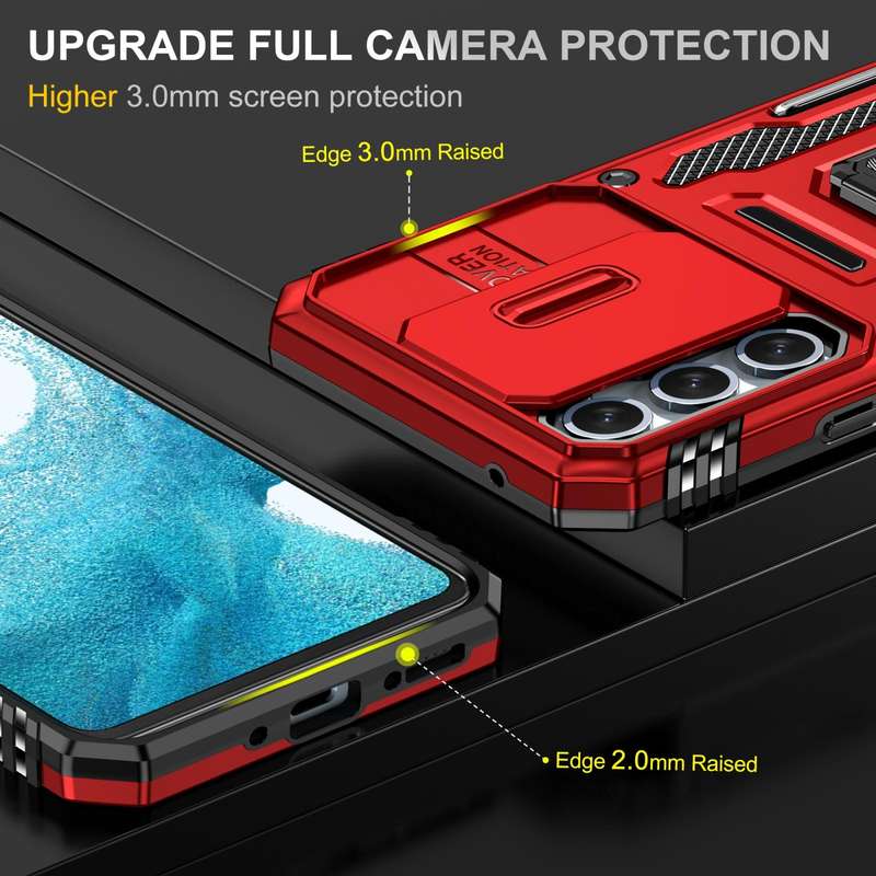 For Samsung Galaxy A54 Armor PC + TPU Camera Shield Phone Case(Red)