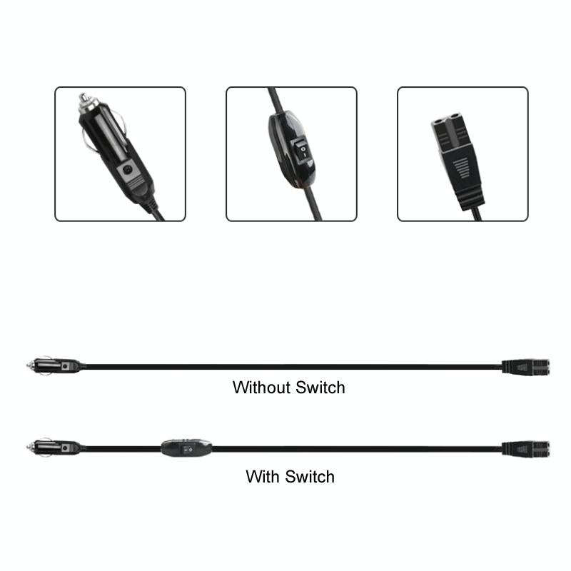 12V/24V Car Refrigerator Cable B Suffix Cigarette Lighter Plug Power Cord, Length: 3m With Switch