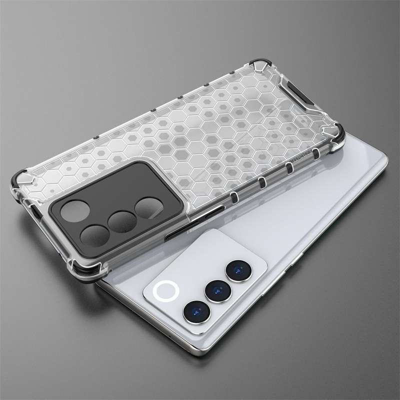 For vivo V27 / V27 Pro Shockproof Honeycomb Phone Case(White)