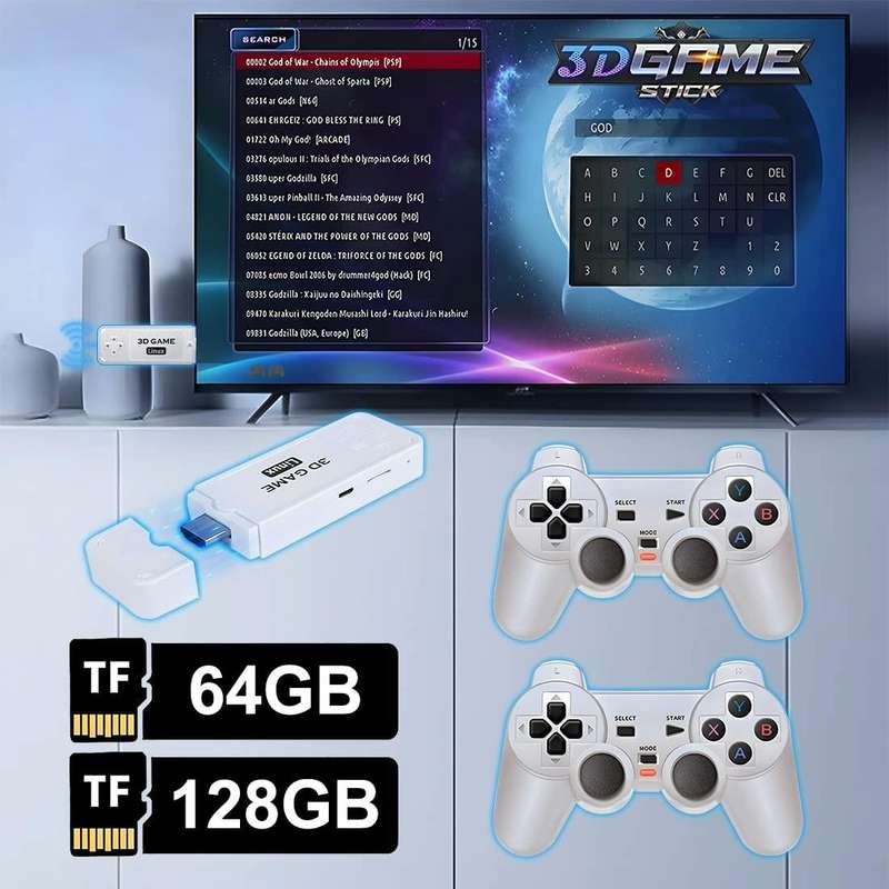 Y6 Handheld Game Console 2.4G HD 4K Wireless Portable Linux Video Game Stick, Style: 128G 10000+ ...