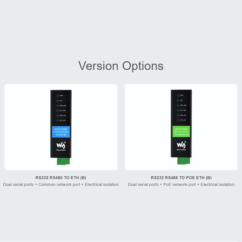 Waveshare RS232 RS485 To RJ45 Ethernet Serial Server, Spec: RS232 RS485 TO ETH (B)