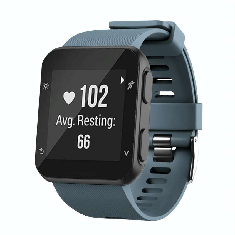 For Garmin Forerunner 35 Black Buckle Silicone Watch Band(Blue Grey)